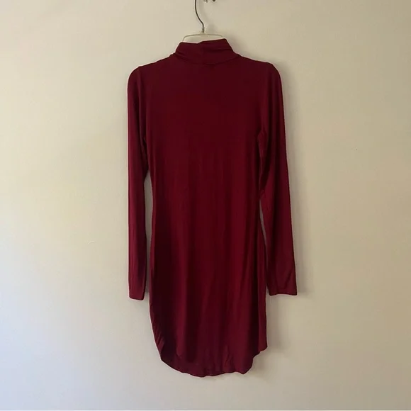 Missguided Mock Neck Long Sleeve Fitted Dress 8 Red - Picture 3 of 4
